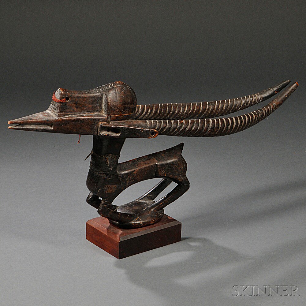 Appraisal: Bamana Antelope Headdress Chi Wara with wood base repairs lg