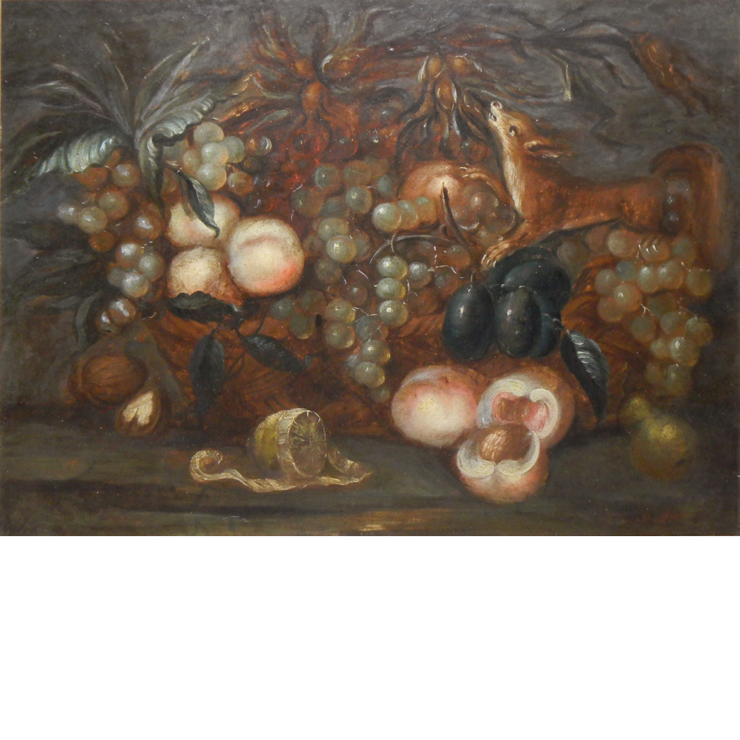 Appraisal: European School th Century Still Life with Red Squirrel Oil