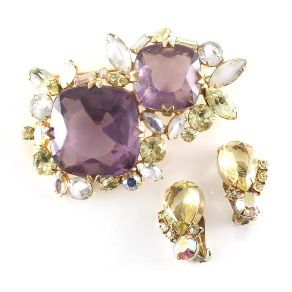 Appraisal: VINTAGE COSTUME JEWELRY SPARKLE JEWELRY UNFOILED AMETHYST AND CITRINE COLOR