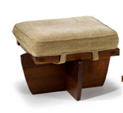 Appraisal: GEORGE NAKASHIMA american - 'Greenrock' Ottoman Walnut nylon webbing with