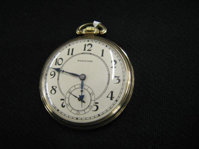 Appraisal: Hamilton Pocketwatch open face jewel gold-filled case deco era