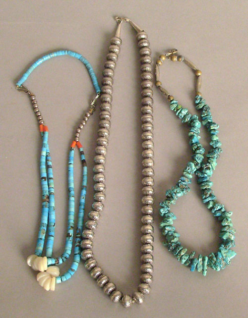 Appraisal: Group of Native American silver and turquoise jewelry