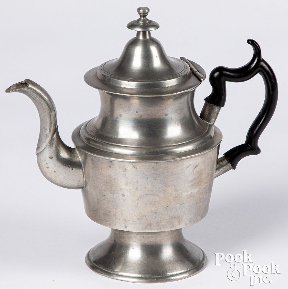 Appraisal: Massachusetts or Rhode Island pewter teapot Massachusetts or Rhode Island