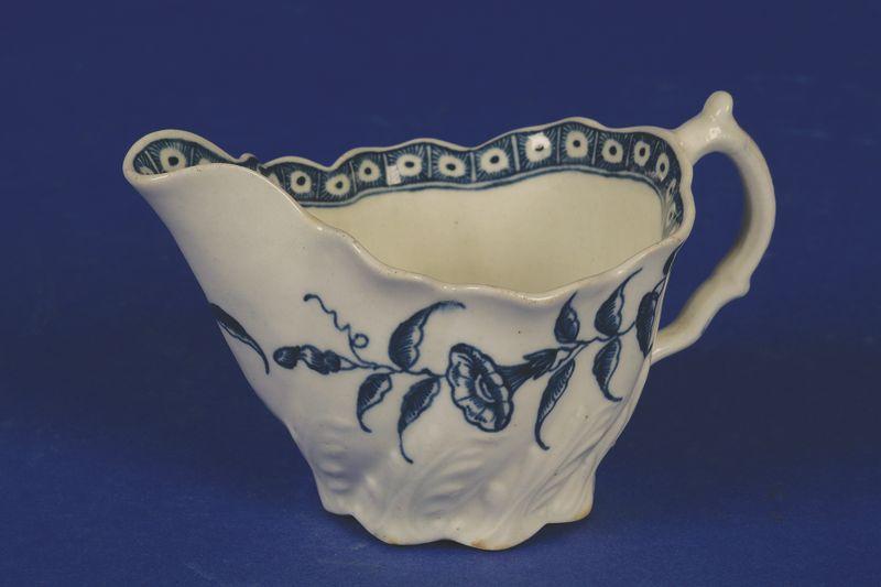 Appraisal: A RARE FIRST PERIOD WORCESTER BLUE AND WHITE CHELSEA EWER