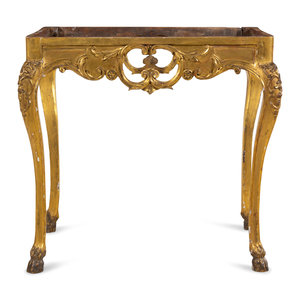 Appraisal: A Louis XV Style Carved Giltwood Console Table Base th