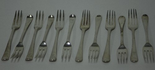 Appraisal: A set of George III silver dessert forks George Smith