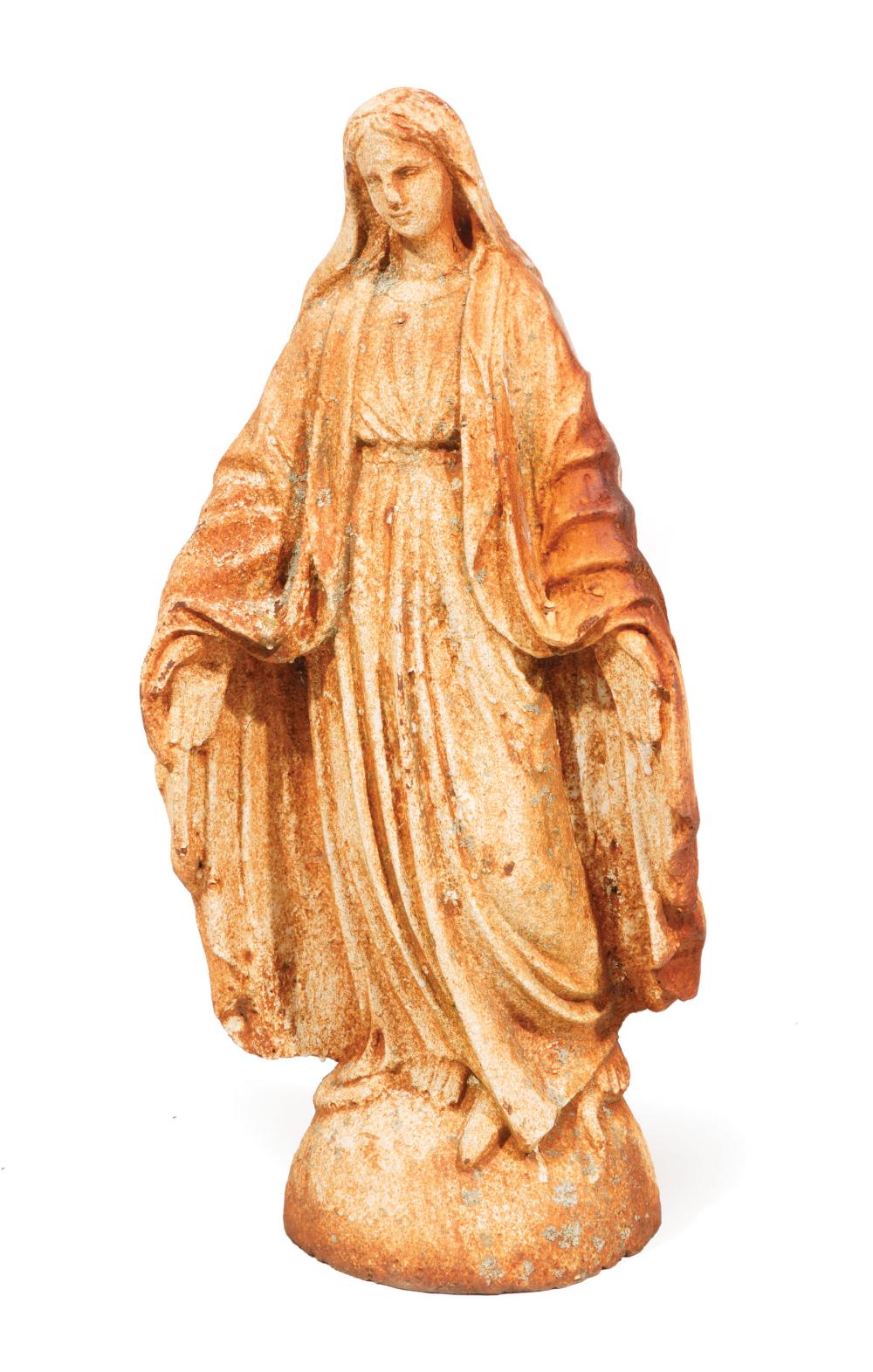 Appraisal: Cast Iron Garden Figure of Virgin Mary oxidized surface h