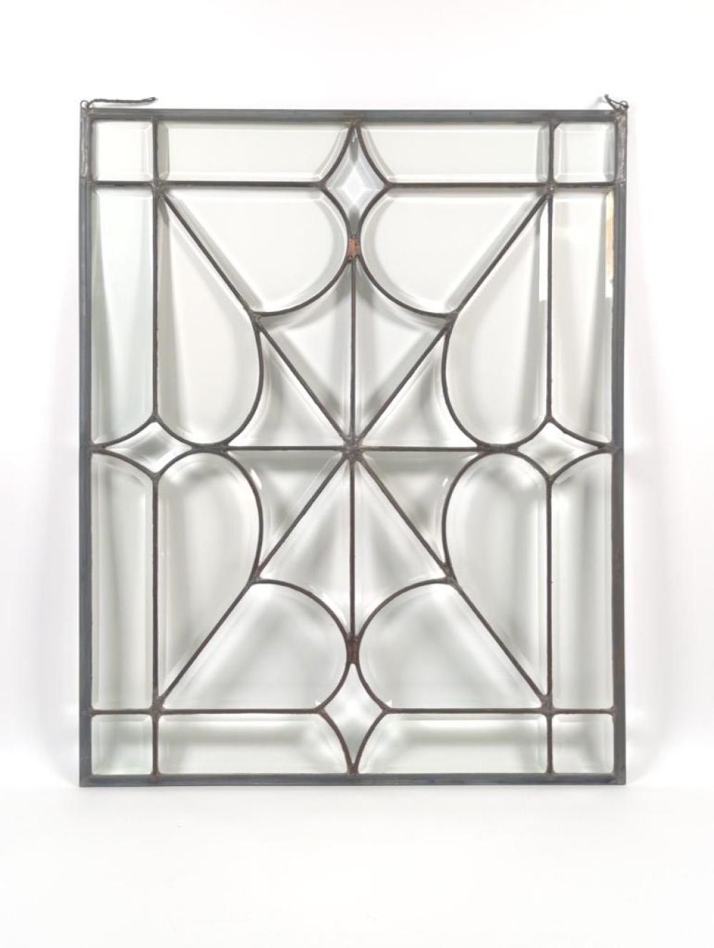 Appraisal: VINTAGE SPIDER WEB BEVELED LEADED CLEAR GLASS WINDOW PANEL H