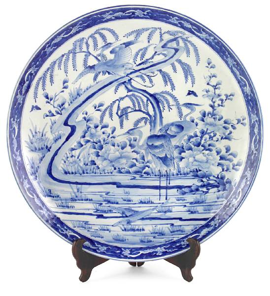 Appraisal: A Japanese blue and white porcelain charger circa Painted with