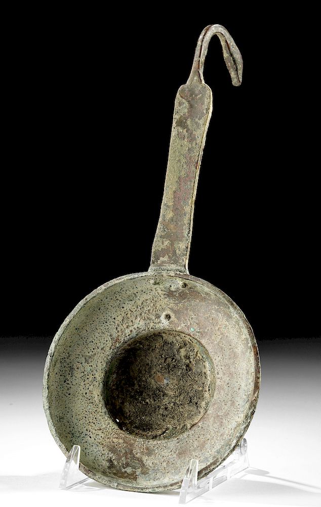 Appraisal: Roman Bronze Wine Strainer w Swan Head Terminal Originally Listed