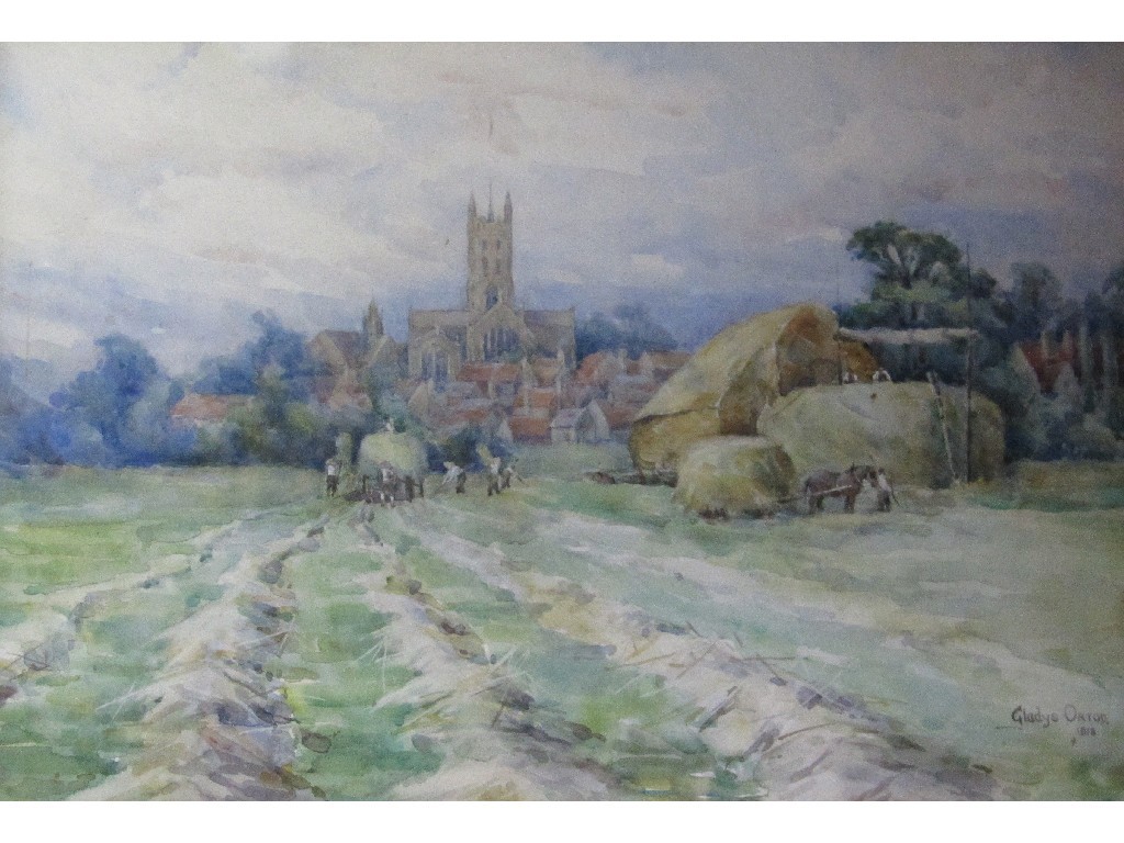 Appraisal: GLADYS ORTON EARLY TH CENTURY GATHERING THE HAY Watercolour signed