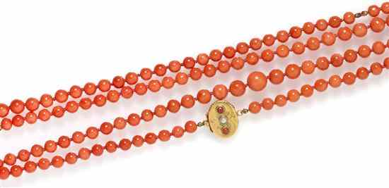 Appraisal: A Single Strand Graduated Coral Bead Necklace containing numerous orange