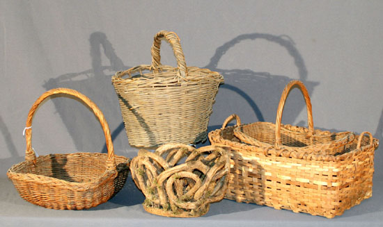 Appraisal: Group of Fourteen Woven Basketry Articles th Century