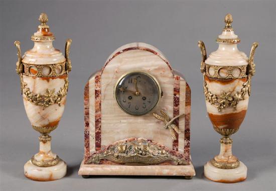 Appraisal: CLOCK AND GARNITURE SET American or European nd quarter- th