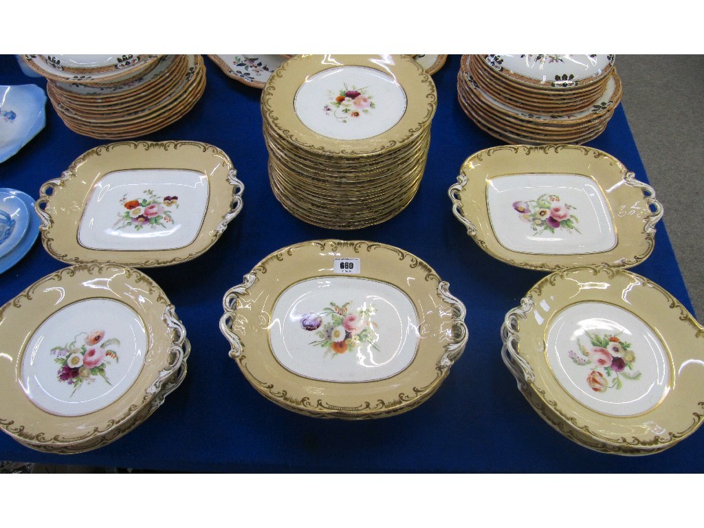 Appraisal: Victorian handpainted dessert service comprising plates four circular footed dishes