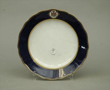 Appraisal: German Porcelain Dinner Plate with Blue Border