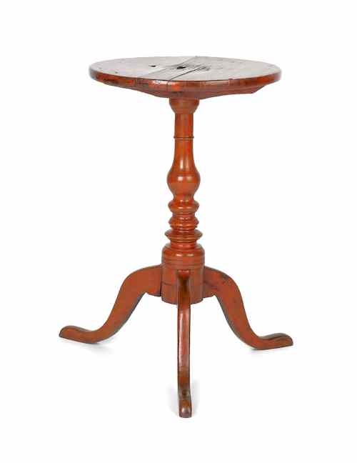 Appraisal: Pennsylvania Queen Anne candlestand ca with an old red painted