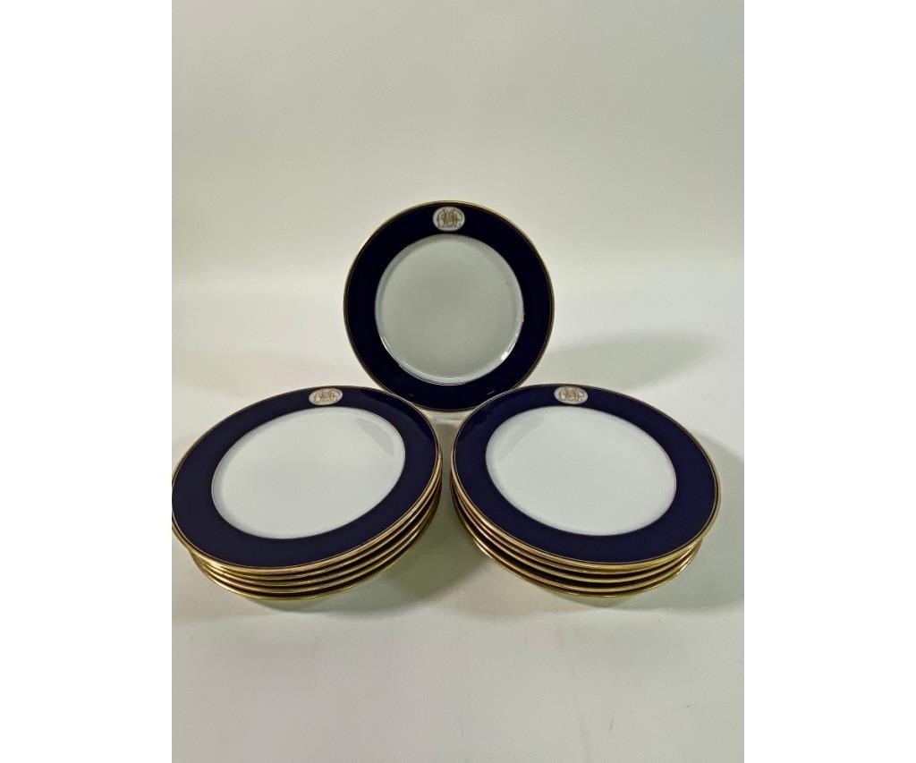 Appraisal: Set of twelve Meissen service plates with deep blue borders