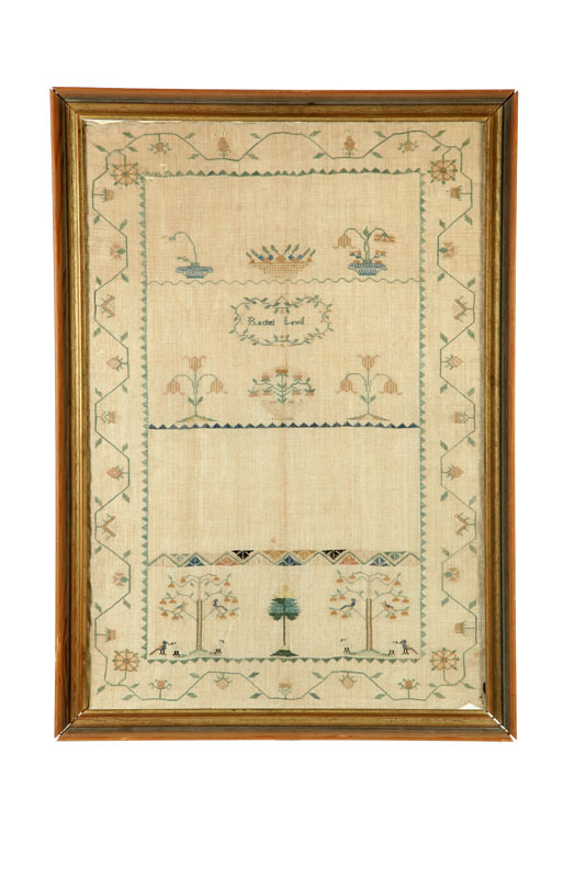 Appraisal: LARGE SAMPLER Rachel Lewis American early th century silk on