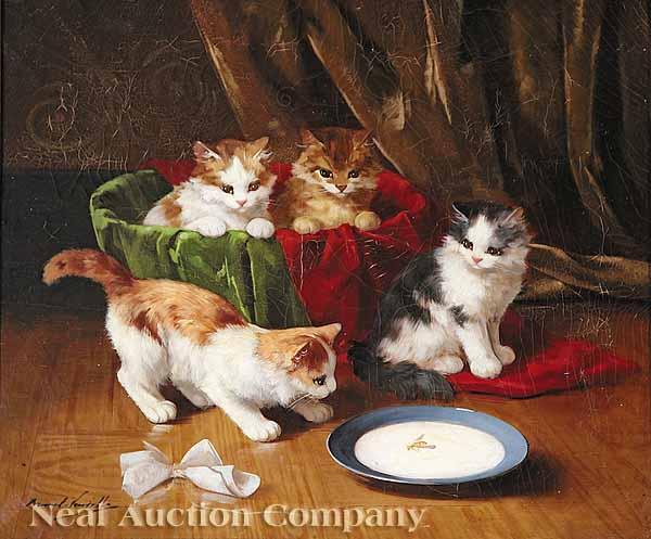 Appraisal: Alfred Arthur Brunel de Neuville France - Four Kittens Inspecting