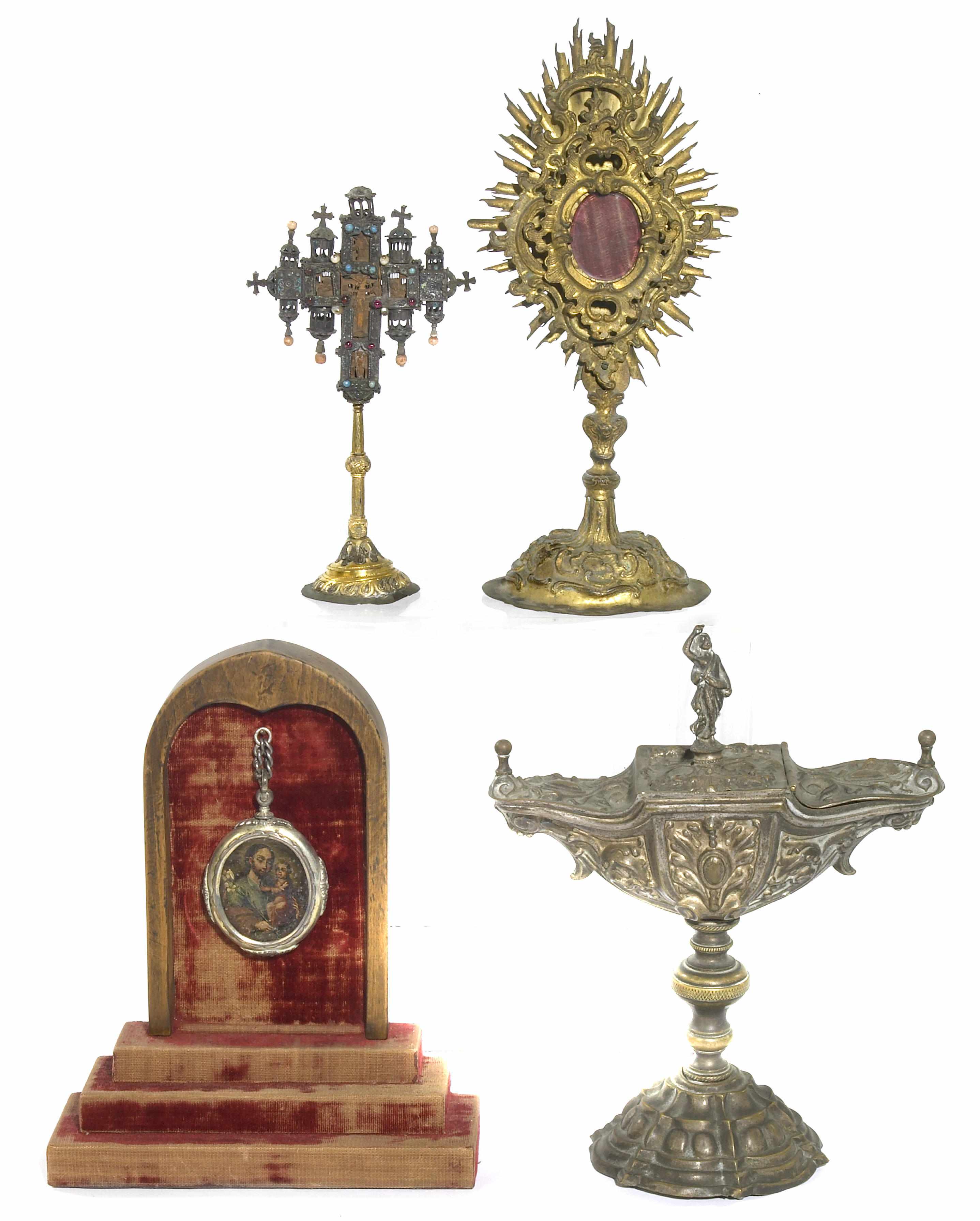 Appraisal: A group of four silver or gilt metal religious articles