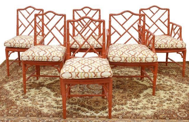 Appraisal: lot of Chinese Chippendale style faux bamboo chairs late th