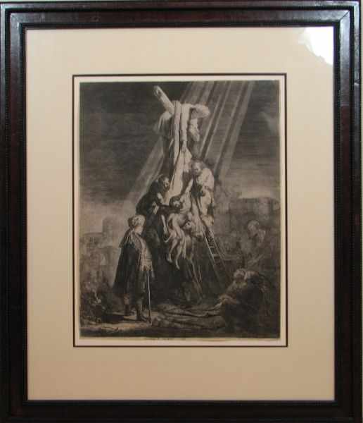 Appraisal: Rembrandt Etching titled The Descent from the Cross second plate