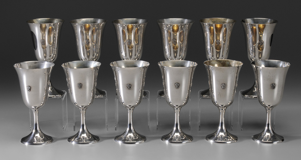 Appraisal: Twelve Sterling Goblets American th century marks for Manchester applied