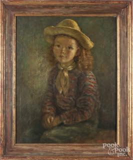 Appraisal: Oil on canvas portrait of a child early mid th