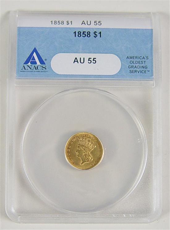 Appraisal: Gold Dollar Anacs certified and graded AU