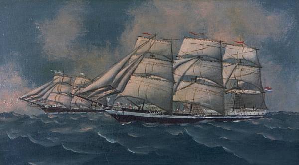 Appraisal: Property of various owners Clipper Ships at sea oil on