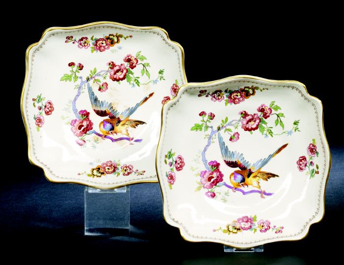 Appraisal: Pair of English Transfer-Printed Polychrome-Overglazed and Parcel-Gilt Ironstone Sweetmeat Bowls