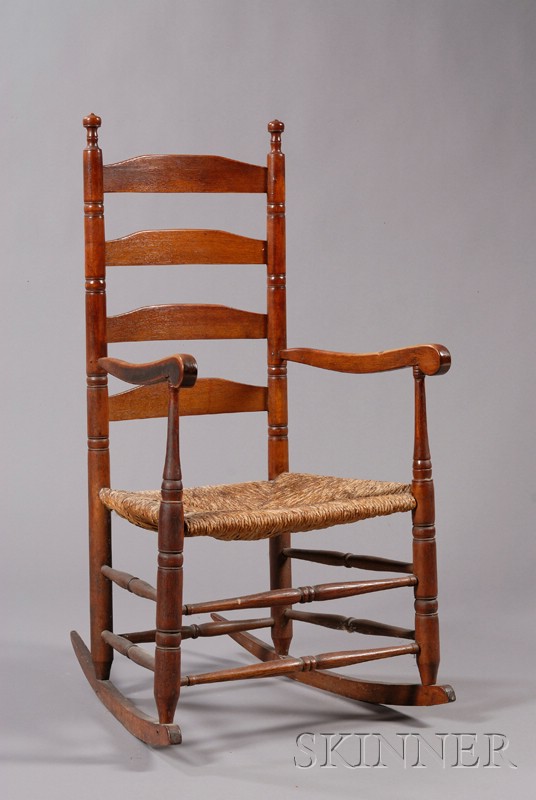 Appraisal: Turned Slat-back Armed Rocking Chair probably New England late th