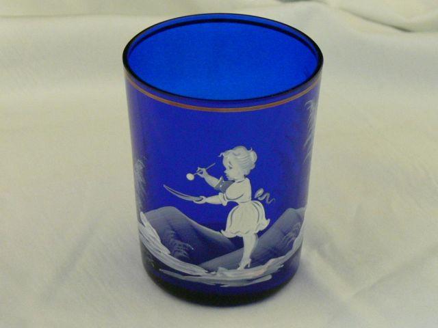 Appraisal: Cobalt Blue Mary Gregory Style Painted Tumbler - - Beautiful