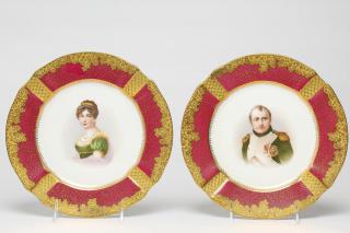 Appraisal: Pair of Sevres Porcelain Napoleon Cabinet Plates France hand-painted and