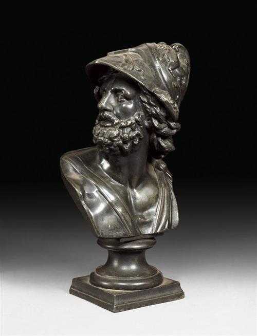 Appraisal: SMALL BRONZE BUST OF MARS after the antique probably Rome