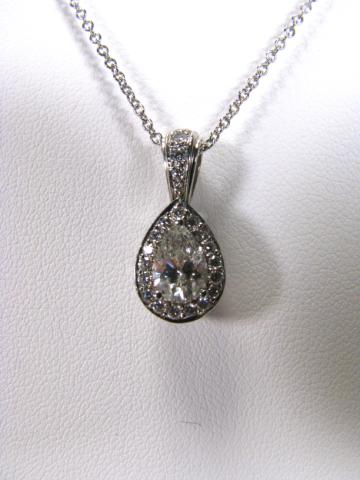 Appraisal: Charles Krypell K white gold pendant with pear-shape diamond and