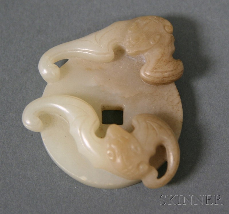 Appraisal: Jade Carving China th century gray stone with a darker