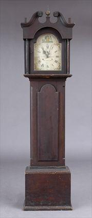 Appraisal: CHIPPENDALE STAINED LONGCASE CLOCK The in painted-wood breakarch face signed