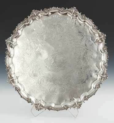 Appraisal: A George III Sterling Silver Salver British dated Measuring apprx