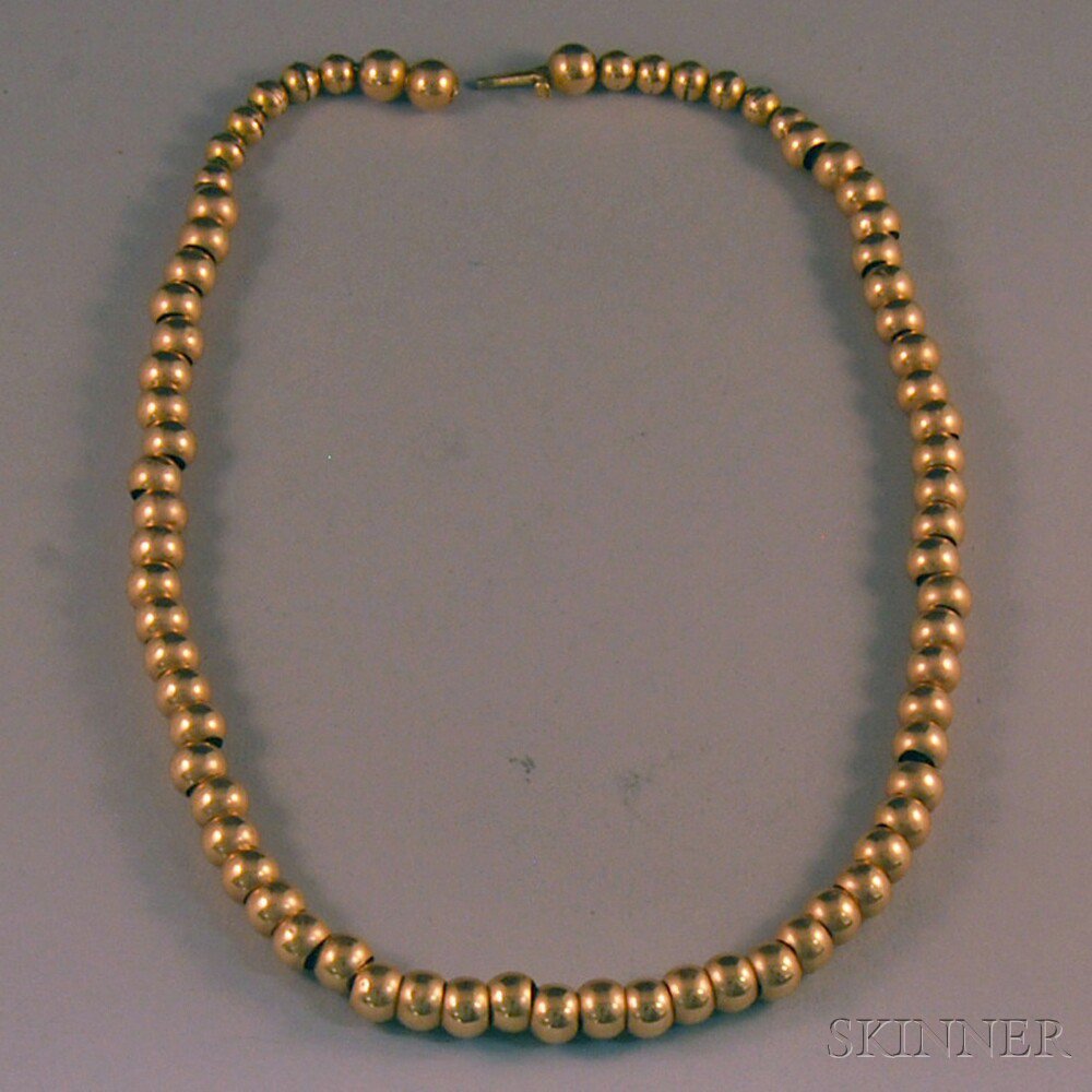 Appraisal: Graduated kt Gold Bead Necklace lg in total dwt Estimate