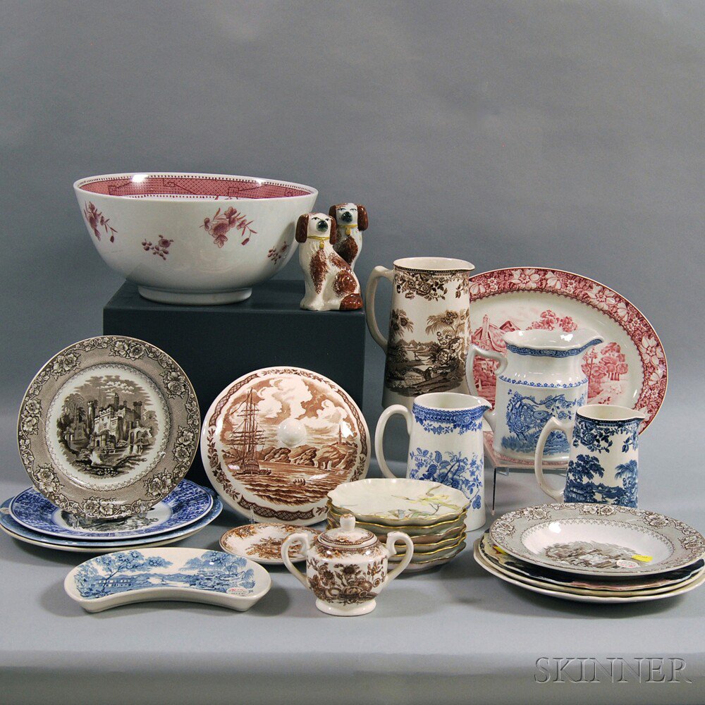 Appraisal: Twenty-six Mostly Transferware Items including two small Staffordshire spaniels two