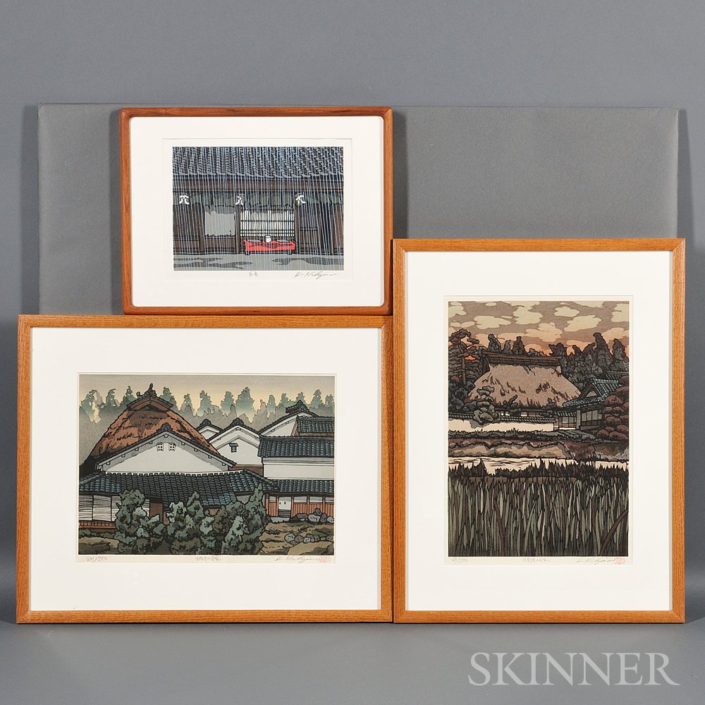 Appraisal: Six Katsuyuki Nishijima b Woodblock Prints Japan all depicting landscapes