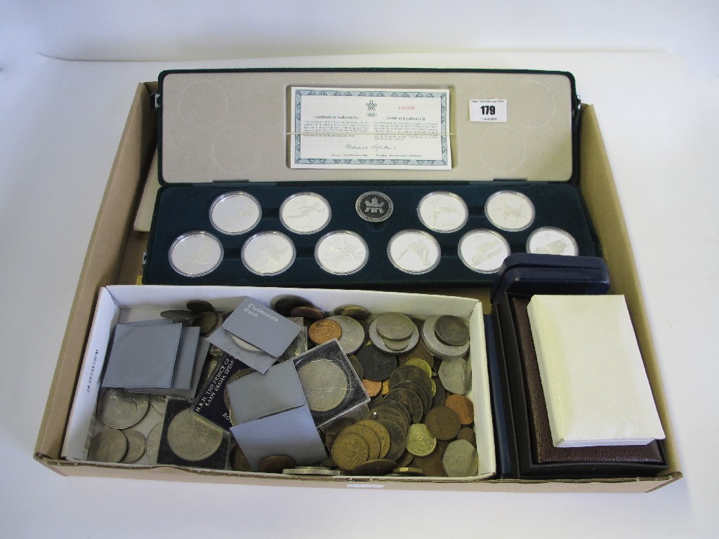 Appraisal: A lot comprising a cased set of ten silver coins