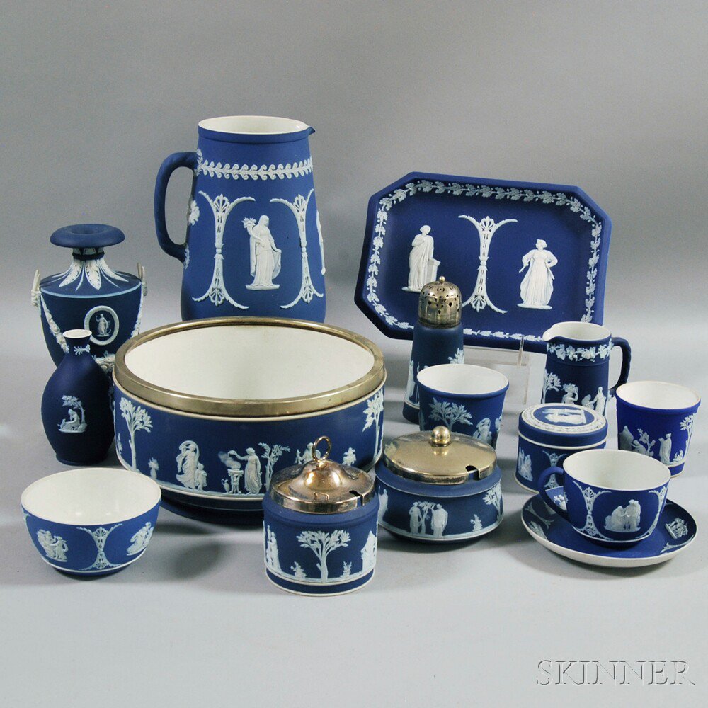 Appraisal: Fifteen Wedgwood Dark Blue Jasper Items th and th century