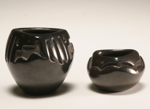 Appraisal: Santa Clara Pueblo black art pottery vases by Barbara Martinez