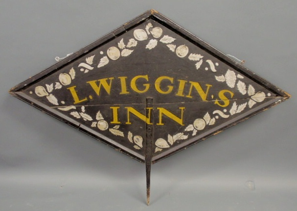 Appraisal: Tavern sign L Wiggins Inn painted on wood h x