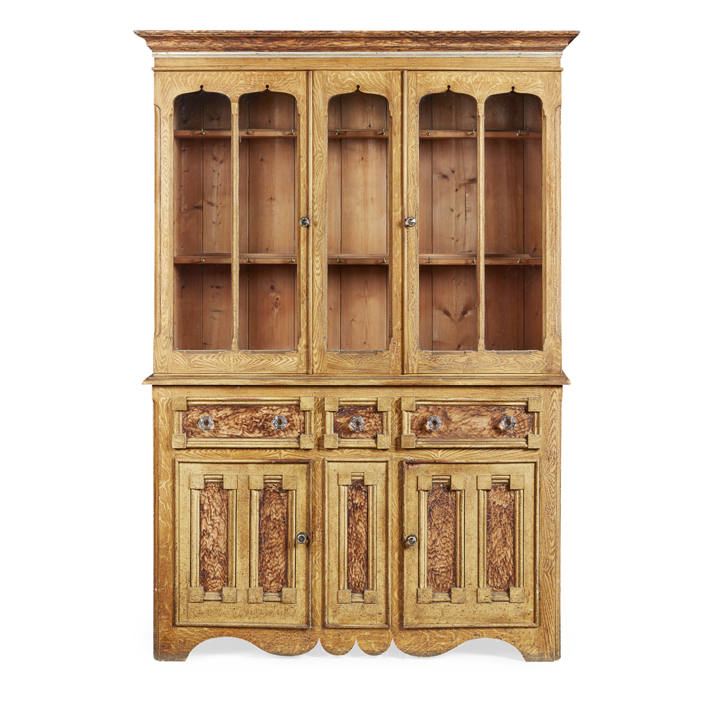 Appraisal: VICTORIAN SCUMBLED PINE KITCHEN CUPBOARD TH CENTURY the moulded cornice