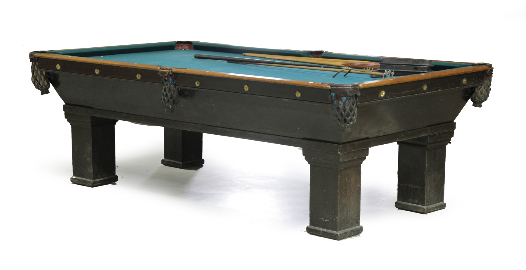 Appraisal: SEGALE SLATE POOL TABLE Columbus Ohio ca oak Diamond-shaped bone