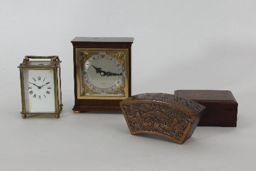 Appraisal: A glass-panelled brass carriage timepiece cm '' high an Elliot